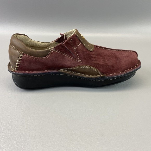 Eastland Roll Call Women's 7M Burgundy Suede Leather Clog‎ Wedge Loafer Shoes - Picture 5 of 14